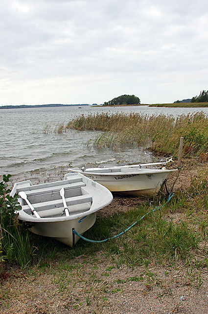 two boats on shore